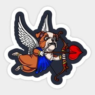 English Bulldog Funny Valentines Day Dog Cupid Sticker